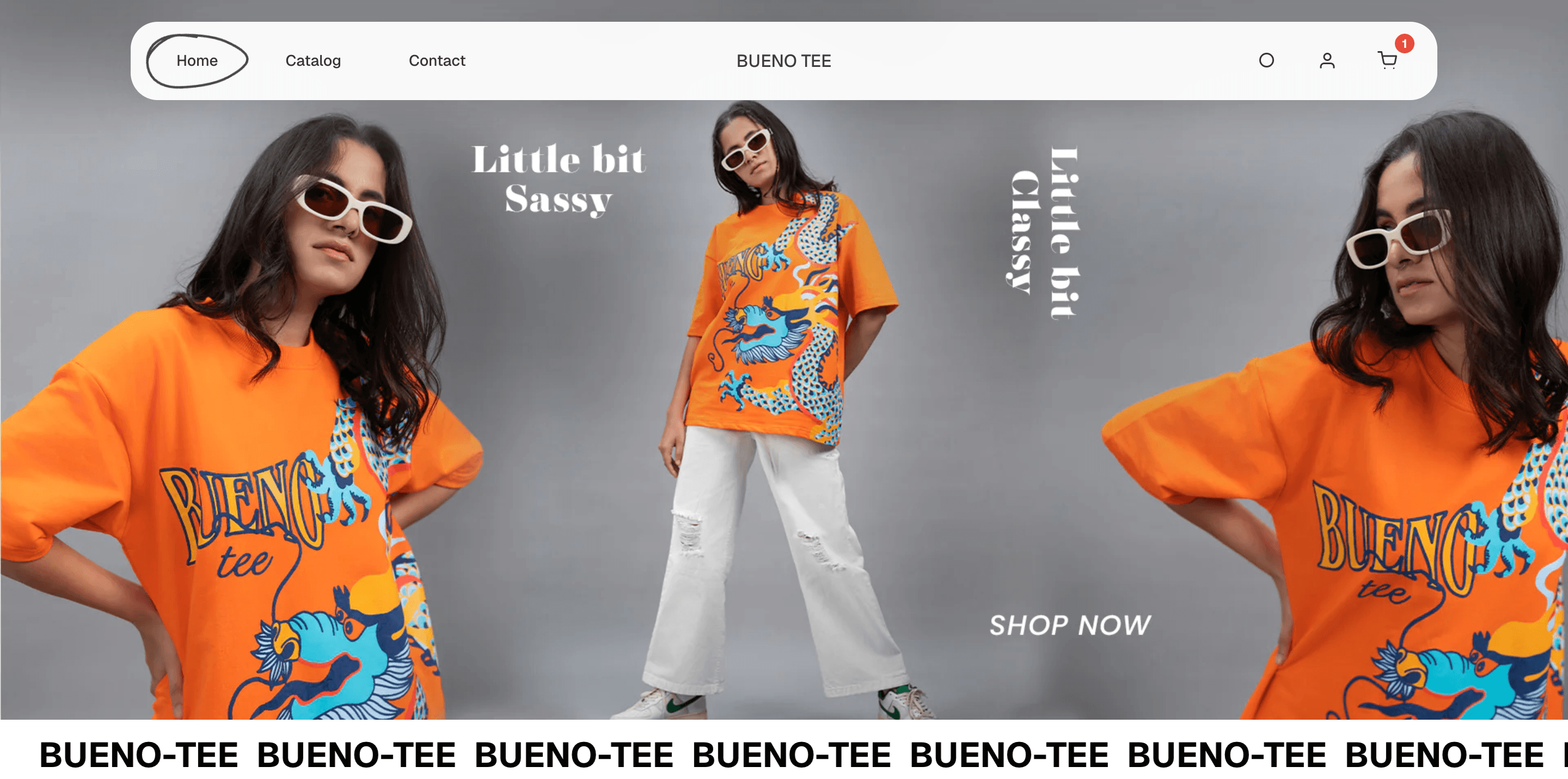 Bueno Tee Desktop Website Screenshot