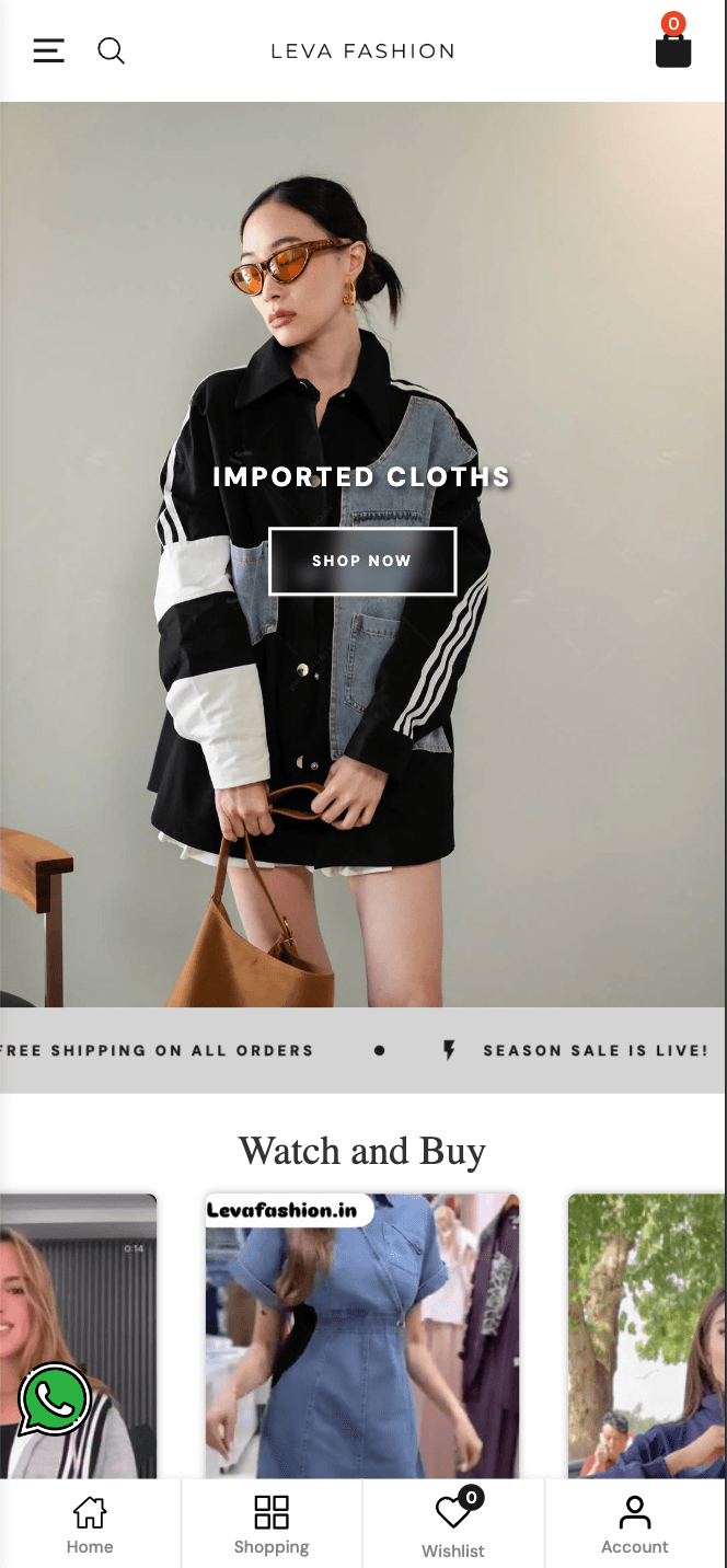 Leva Fashion Mobile Website Screenshot