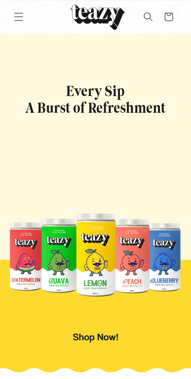 DrinkTeazy Mobile Website Screenshot